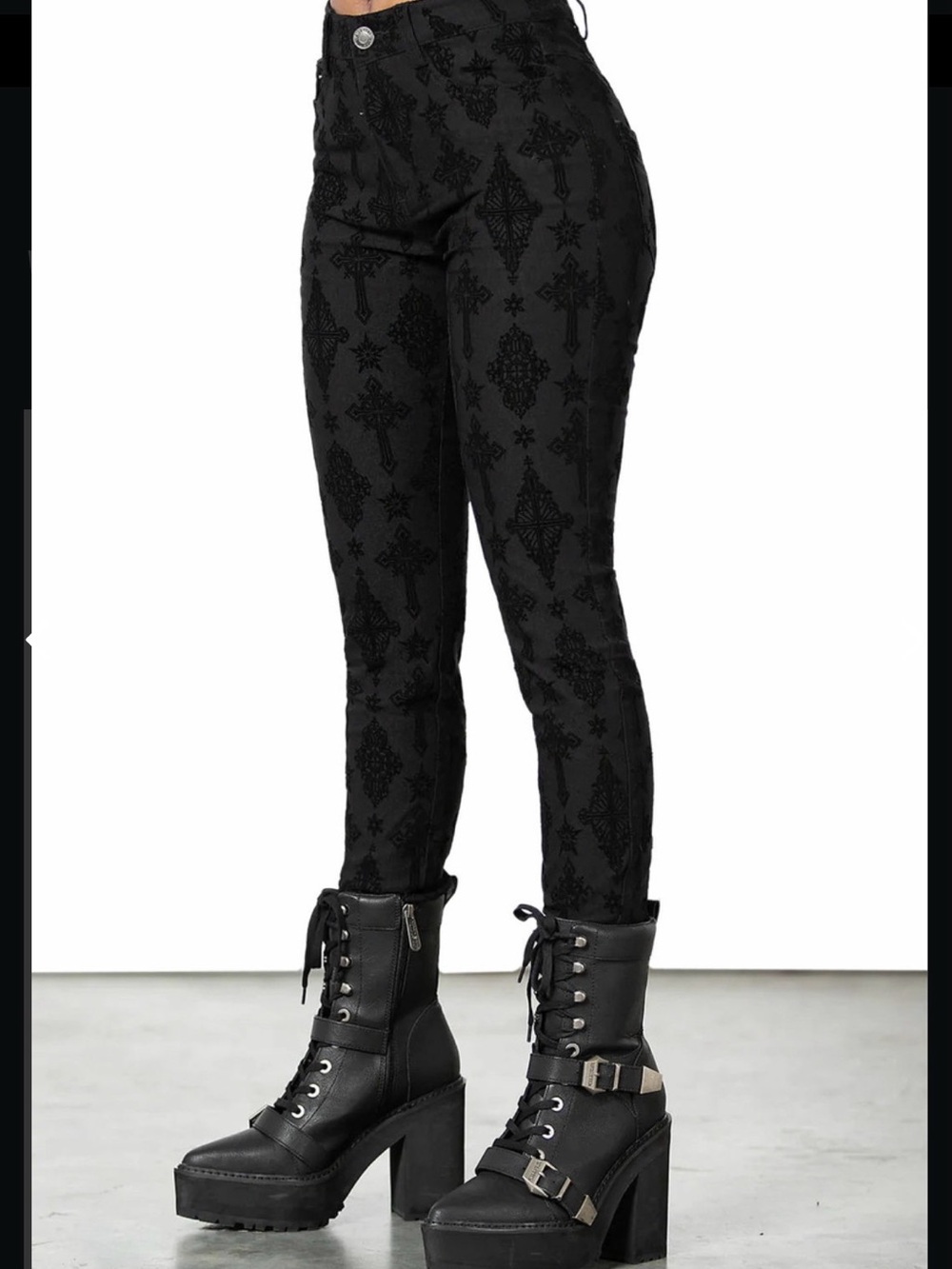 Killstar Black Gothic Jacquard Skinny Pants